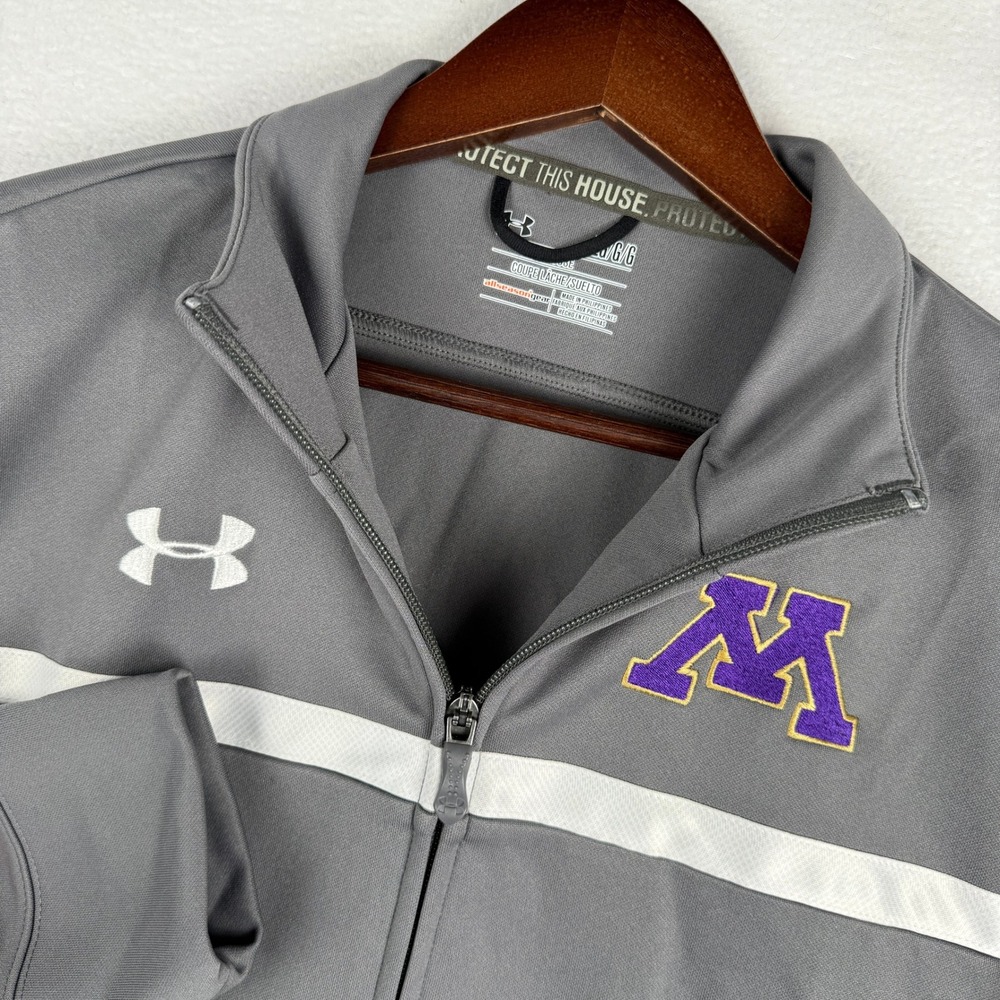 Minnesota College Under Armour Track Jacket Mens Large Gray Full Zip 1238913